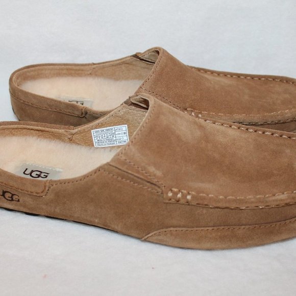 UGG SUEDE SHEARLING SLIP ON SLIPPERS CHESTNUT - Picture 2 of 8